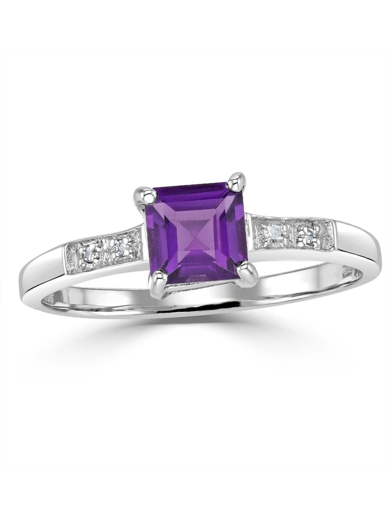 The Diamond Store 9K white gold amethyst diamond ring 0.63ct, UK version