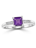The Diamond Store 9K white gold amethyst diamond ring 0.63ct, UK version
