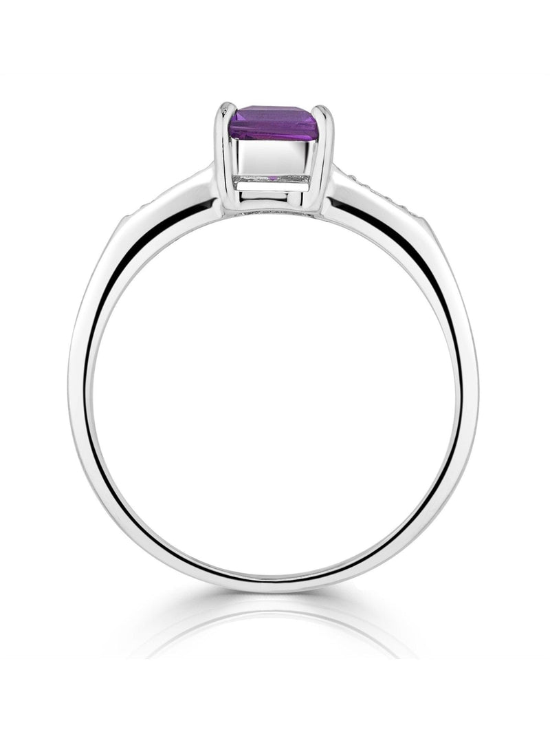 The Diamond Store 9K white gold amethyst diamond ring 0.63ct, UK version