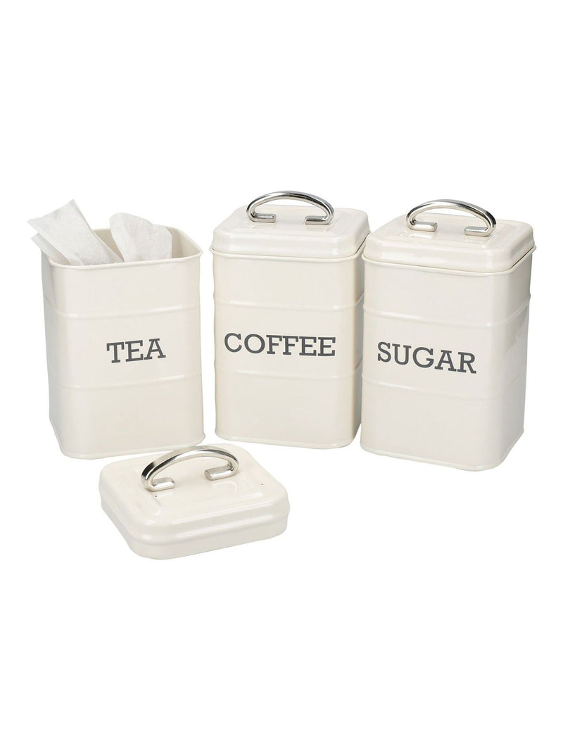 Kitchencraft cream vintage-style storage canisters 3-piece set, UK version