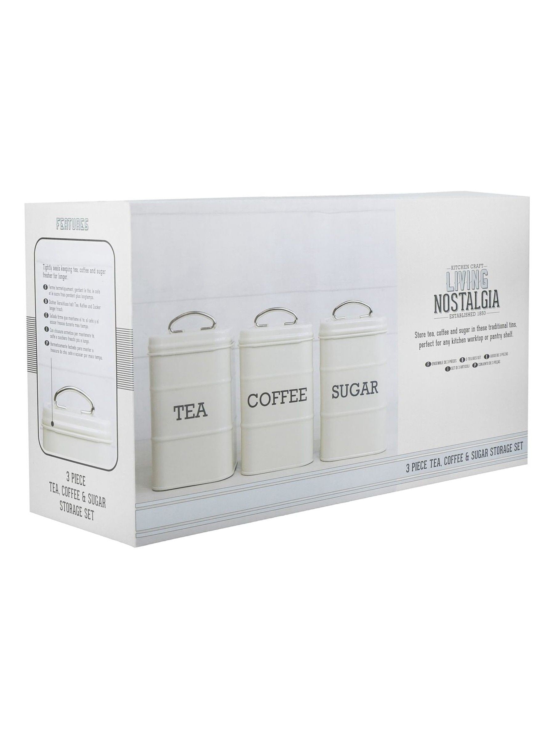 Kitchencraft cream vintage-style storage canisters 3-piece set, UK version