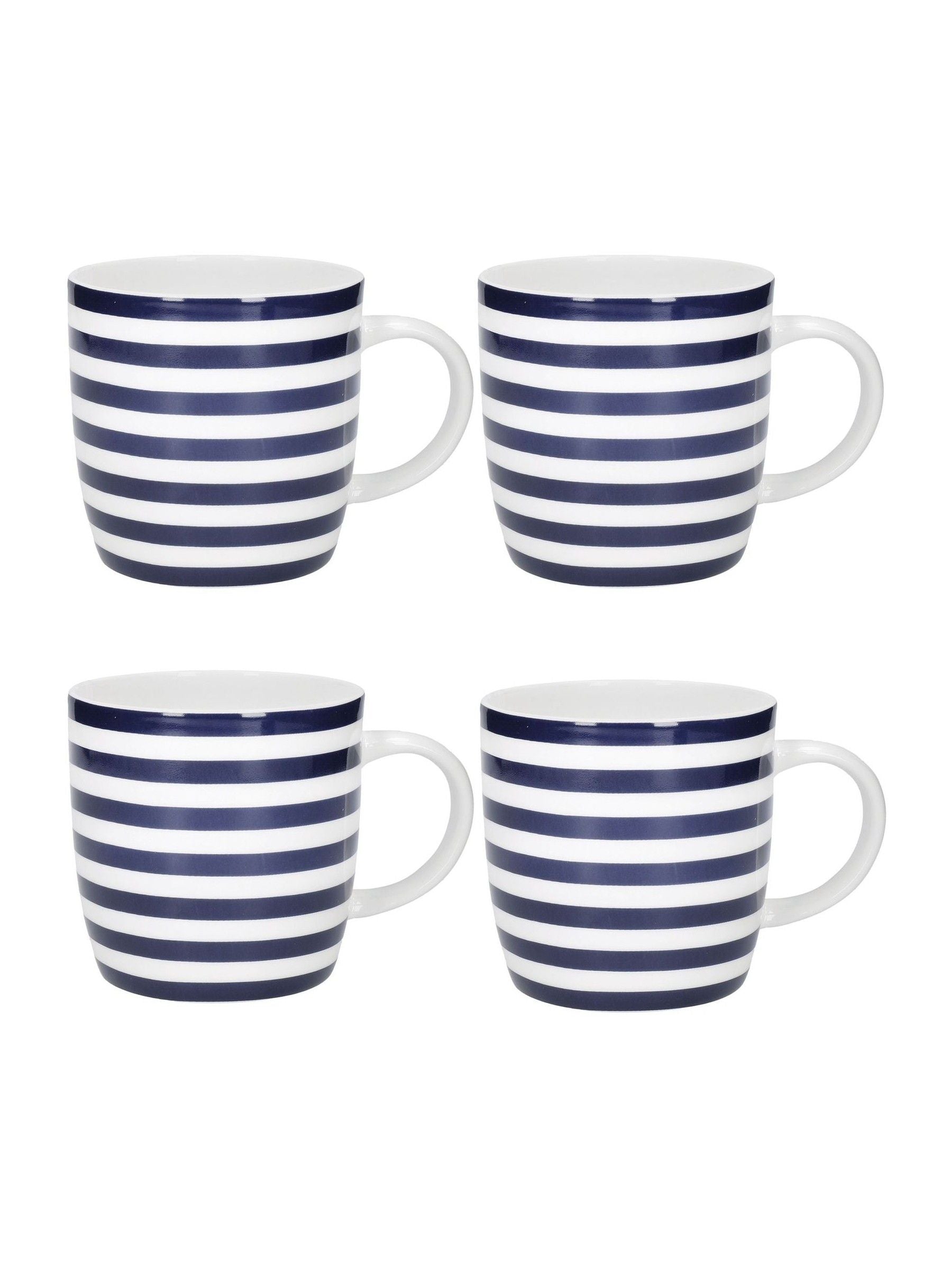 Kitchencraft blue striped ceramic mugs set of 4 425ml, UK version