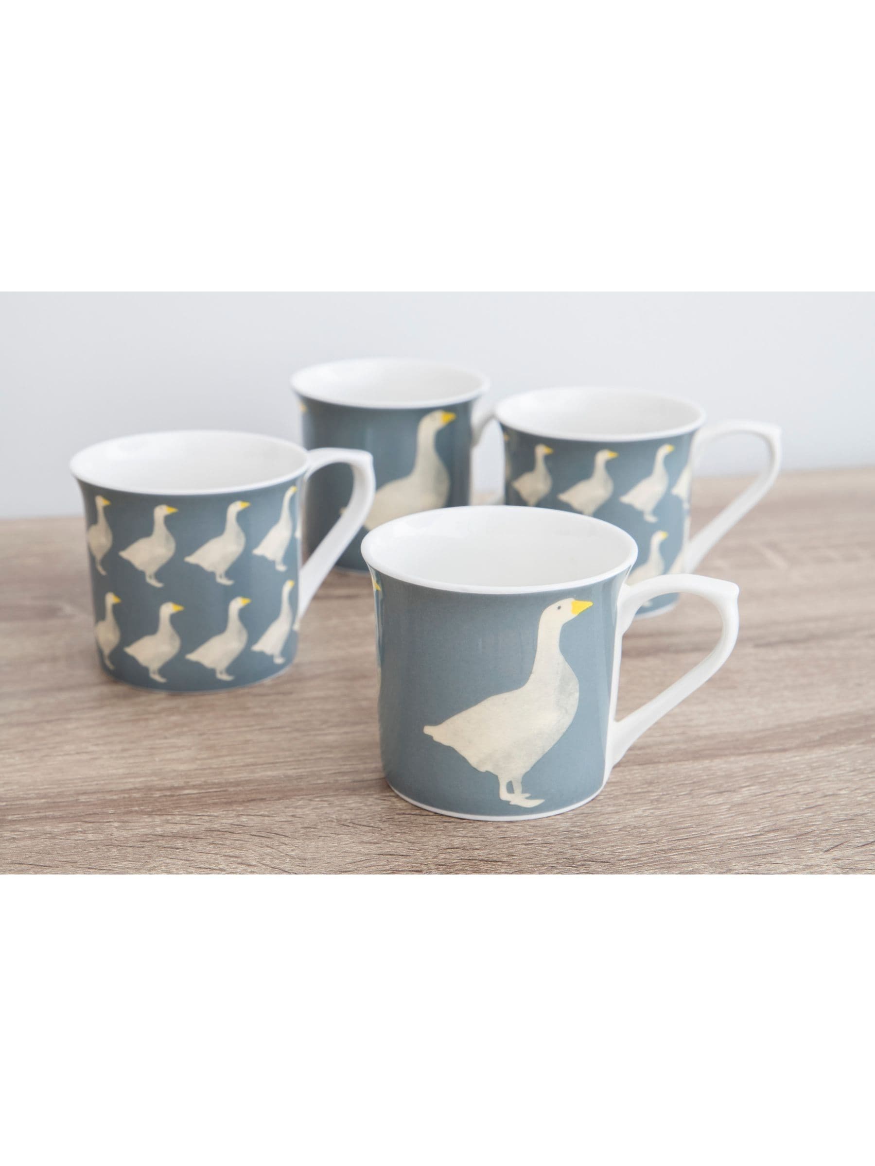 KitchenCraft grey goose bone china mugs 300ml set, UK version