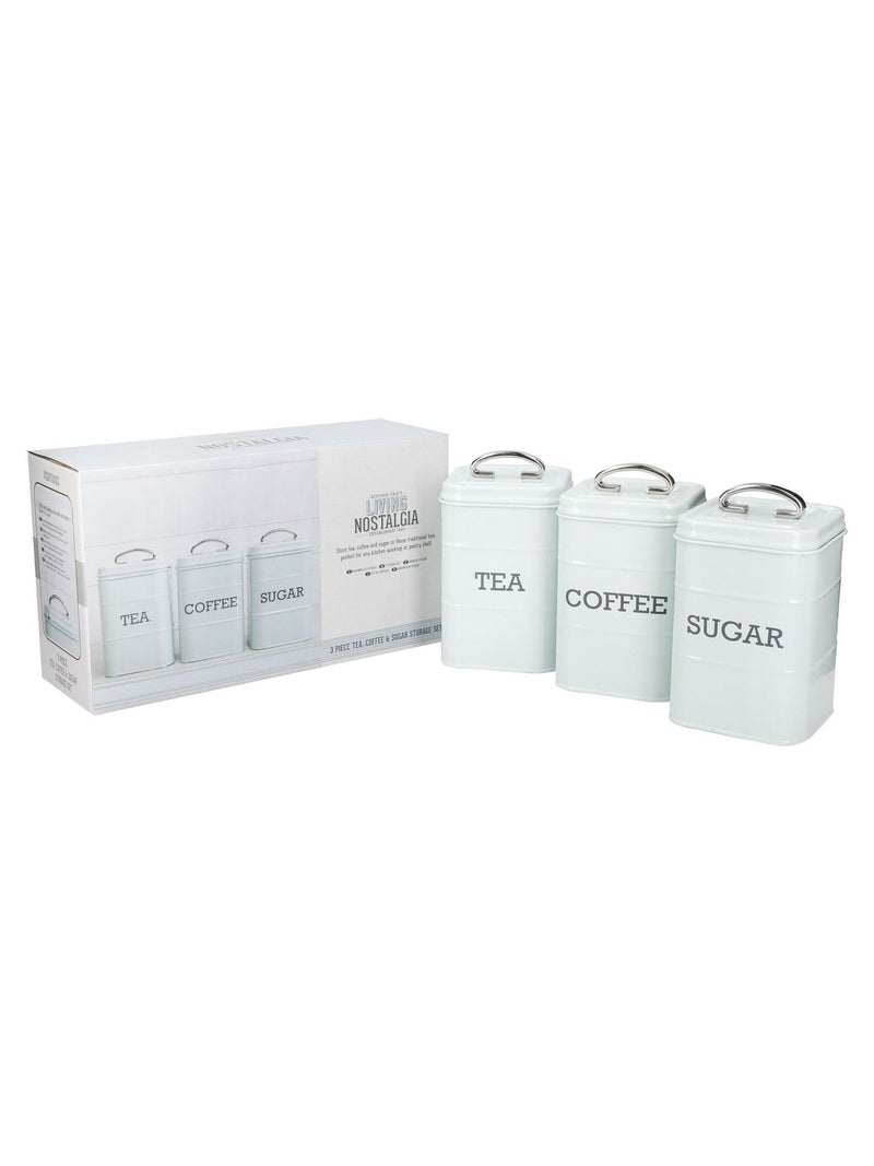 Kitchencraft Blue Metal Coffee Sugar and Tea Canisters
