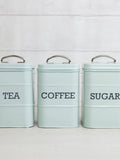 Kitchencraft Blue Metal Coffee Sugar and Tea Canisters