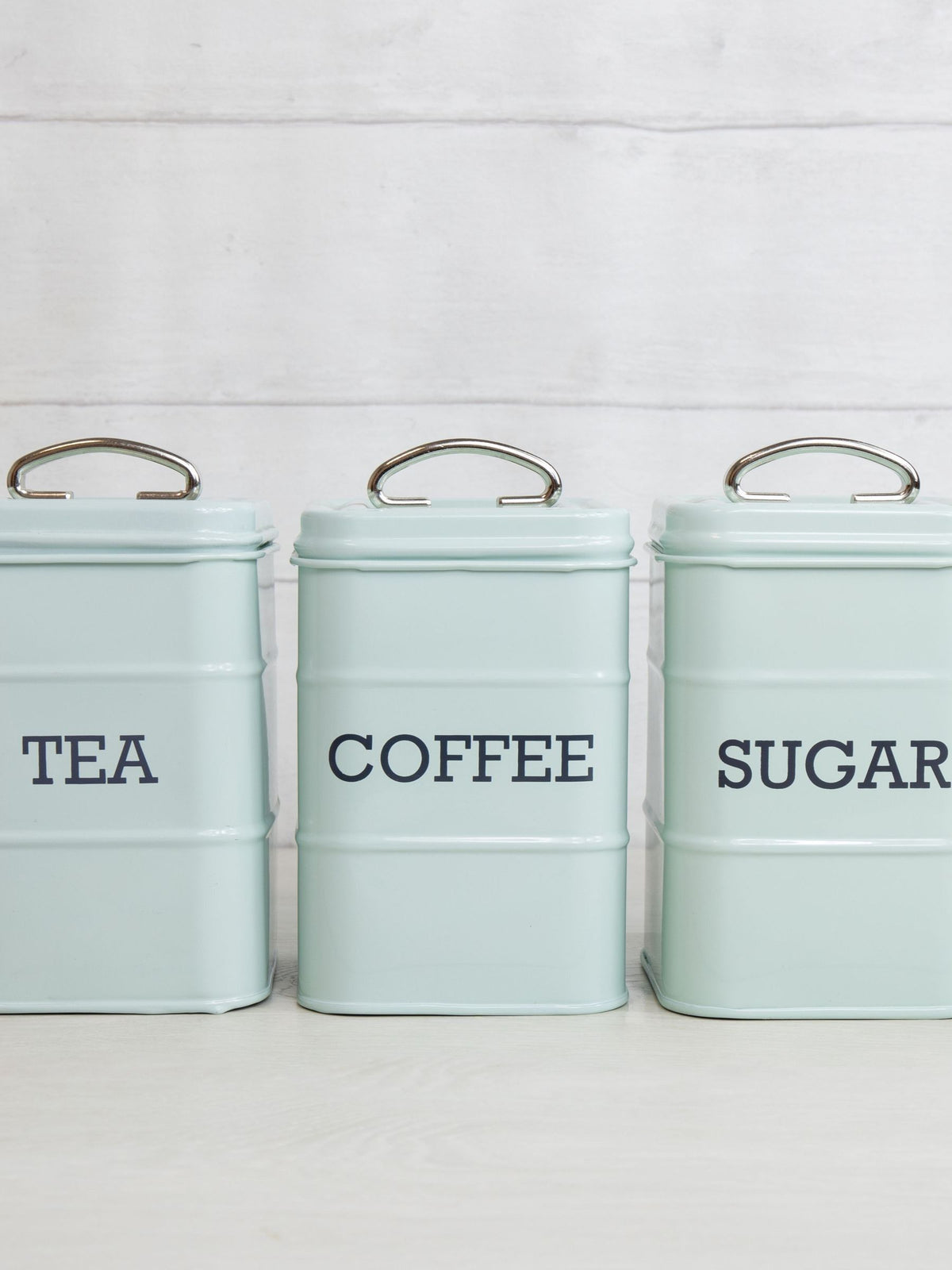 Kitchencraft Blue Metal Coffee Sugar and Tea Canisters