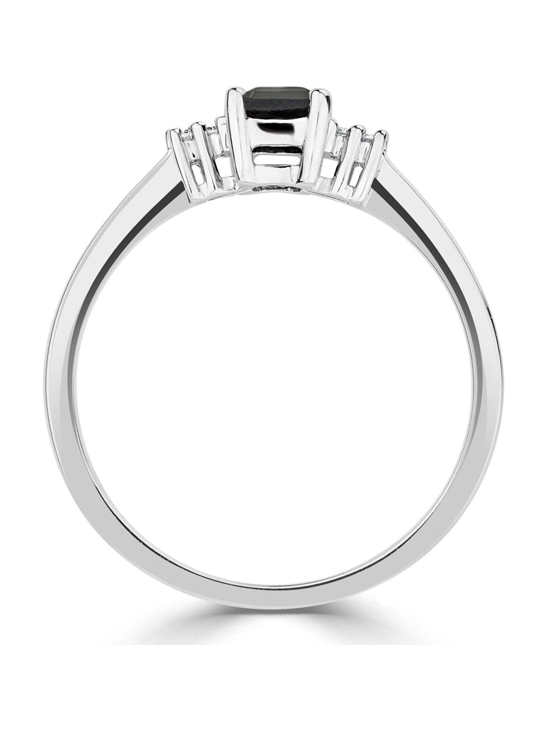 The Diamond Store Sapphire Ring 9K White Gold 6x4mm (British brand)