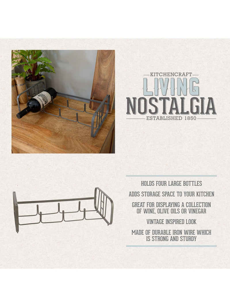 Kitchencraft Grey Vintage Style Stackable Metal Wine Rack 4-Bottle, UK version