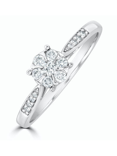 Next The Diamond Store 9K Yellow Gold Lab Diamond Engagement Ring With Shoulders 0.25ct- Buy online at McGrocer