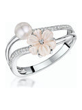 The Diamond Store 9K white gold pearl and diamond ring, imported from the UK