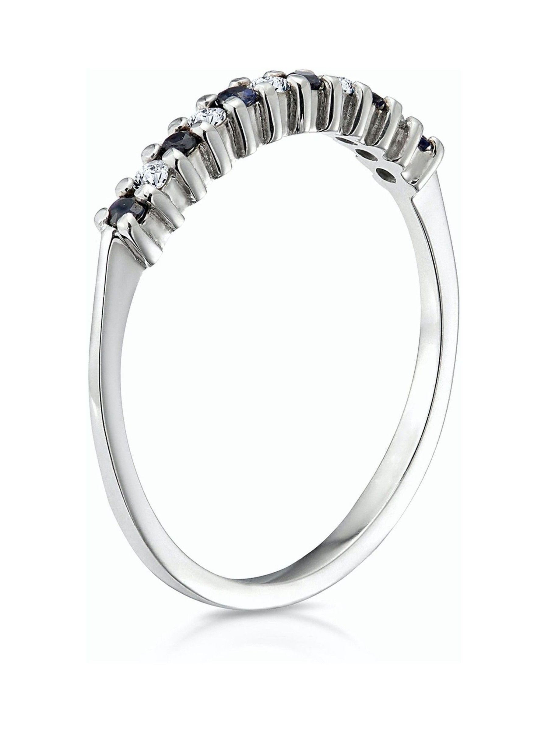 The Diamond Store 9K White Gold Sapphire 0.10ct And Diamond Ring