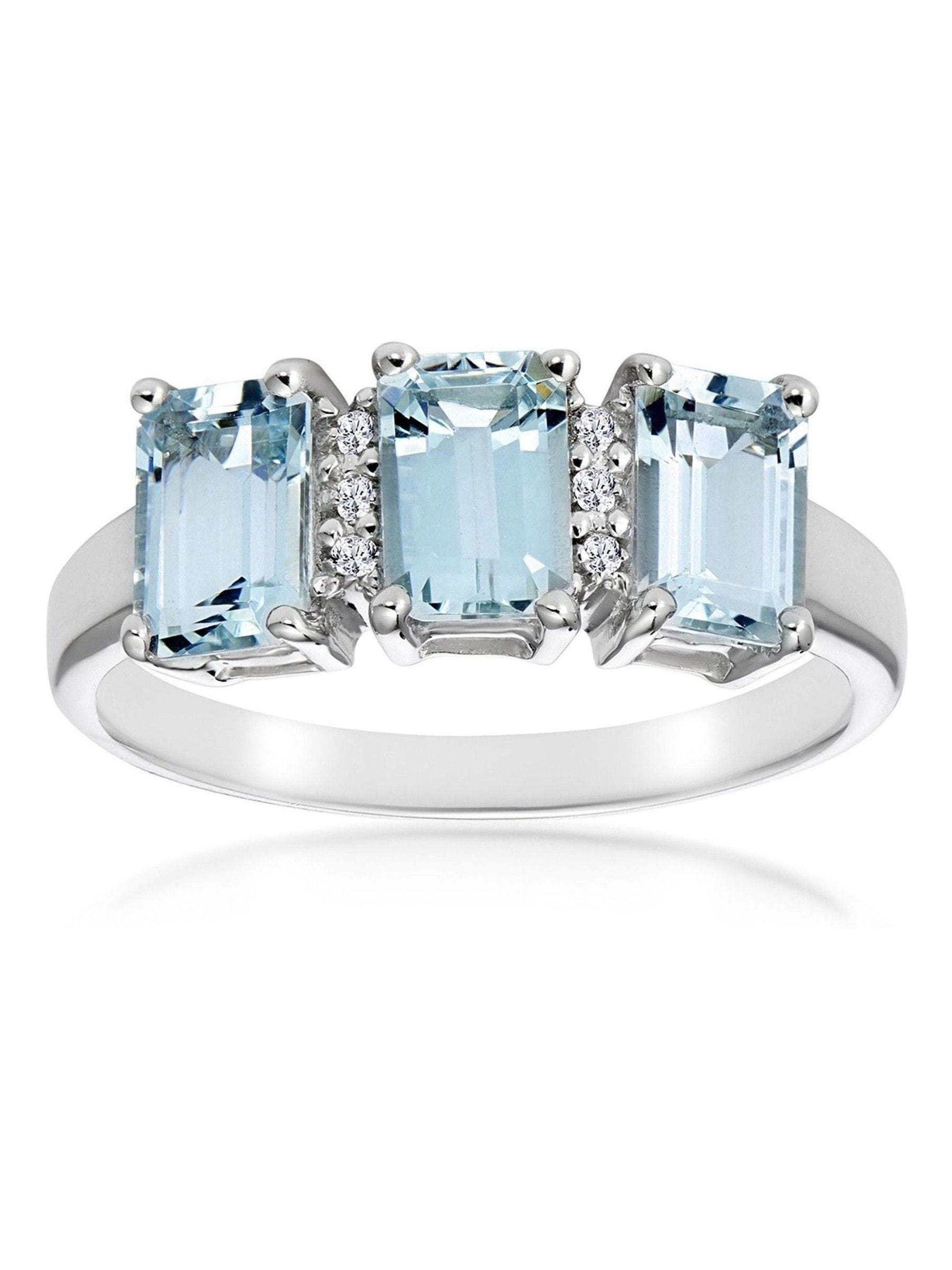 The Diamond Store 9K white gold aquamarine and diamond ring 1.65CT, imported from the UK