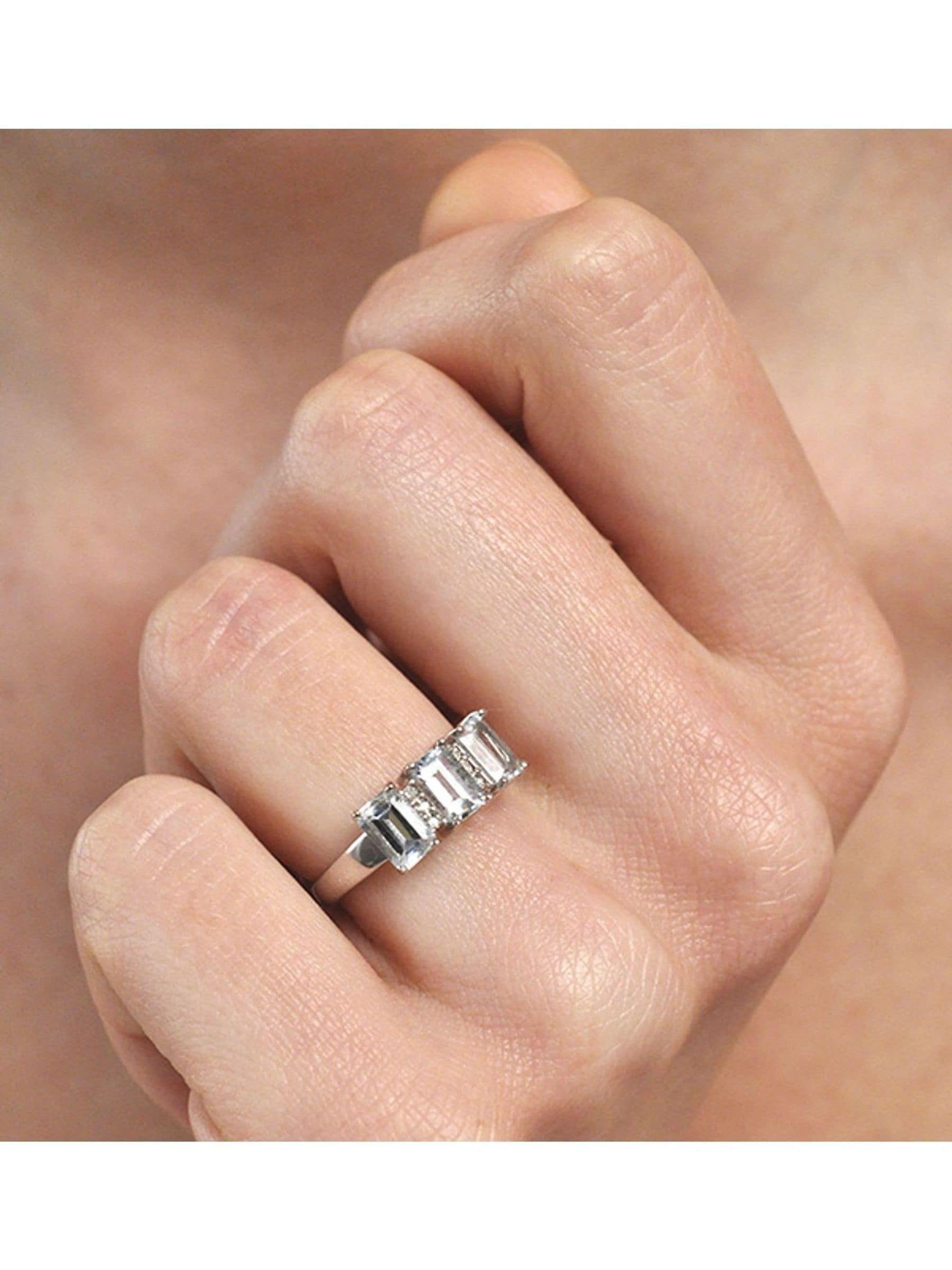The Diamond Store 9K white gold aquamarine and diamond ring 1.65CT, imported from the UK