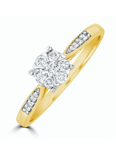 Bague de fiançailles en or jaune 9 carats avec épaules ornées de diamants synthétiques 0,25 ct de The Diamond Store