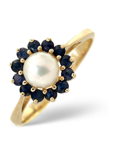 Bague en or 9 carats avec perle et saphir de The Diamond Store
