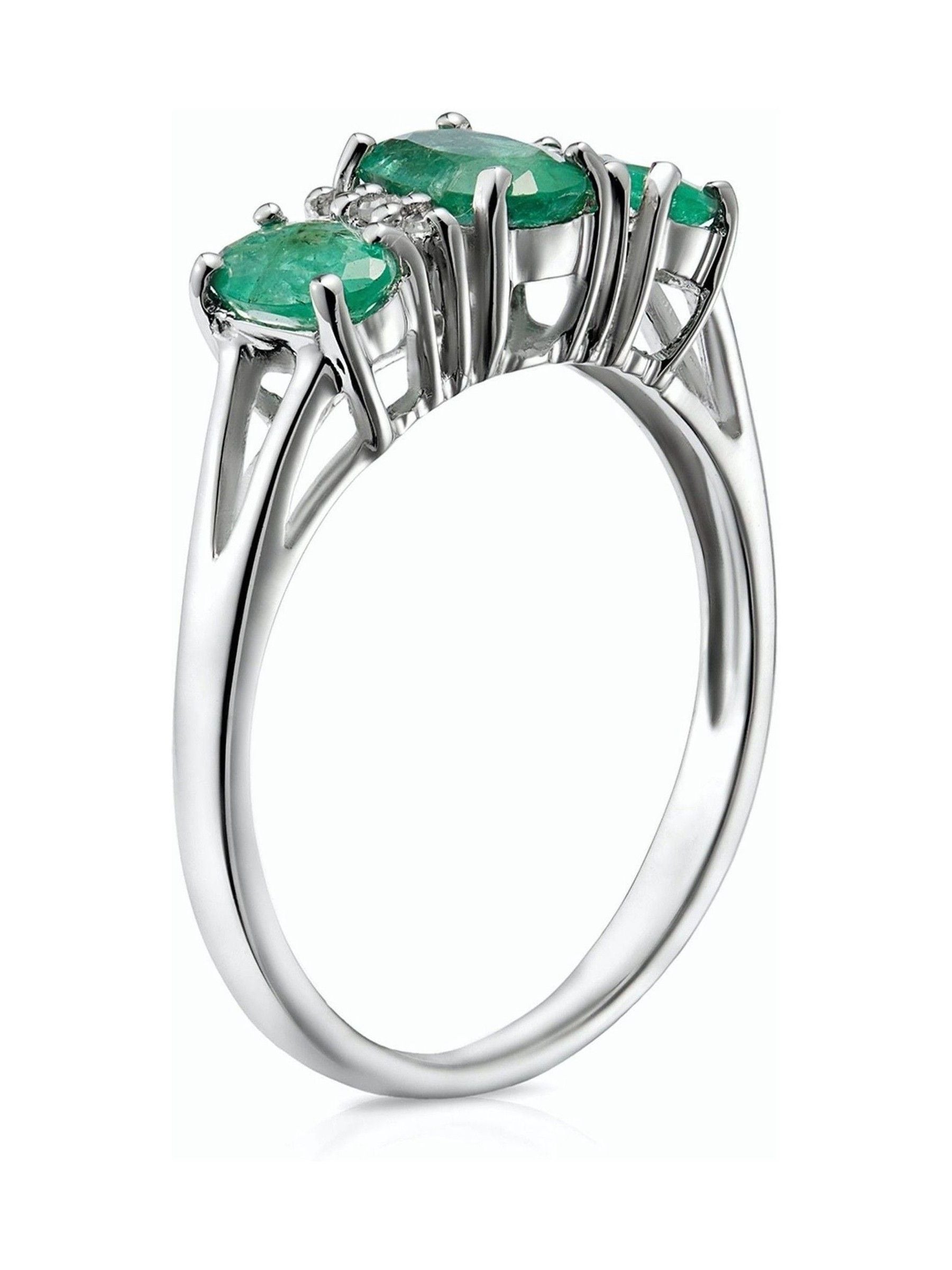 The Diamond Store 9K White Gold Emerald and Diamond Ring - British product