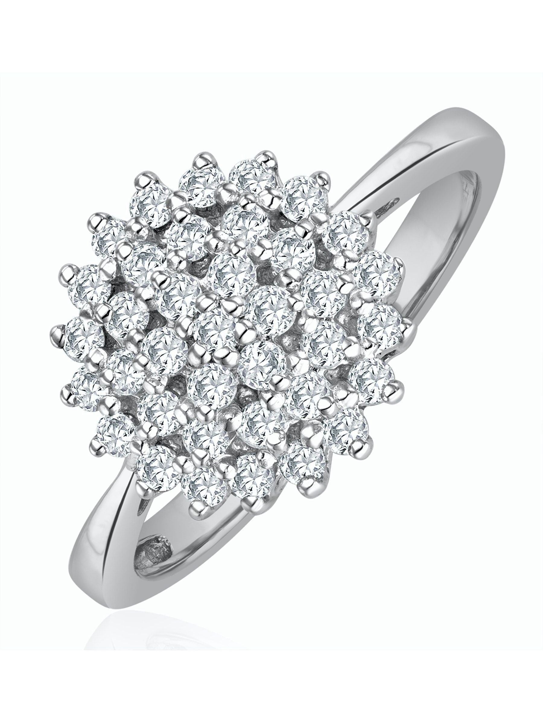 The Diamond Store Diamond Cluster Ring 9k White Gold 0.50ct (British brand)