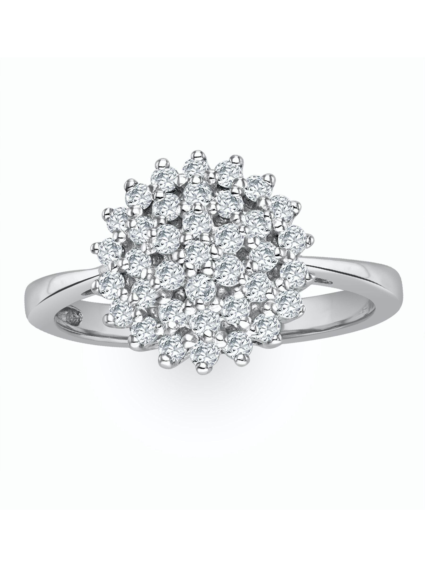 The Diamond Store Diamond Cluster Ring 9k White Gold 0.50ct (British brand)