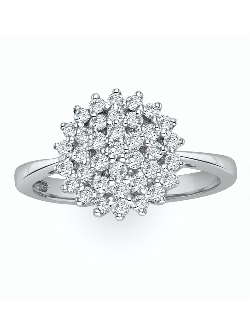 The Diamond Store Diamond Cluster Ring 9k White Gold 0.50ct (British brand)