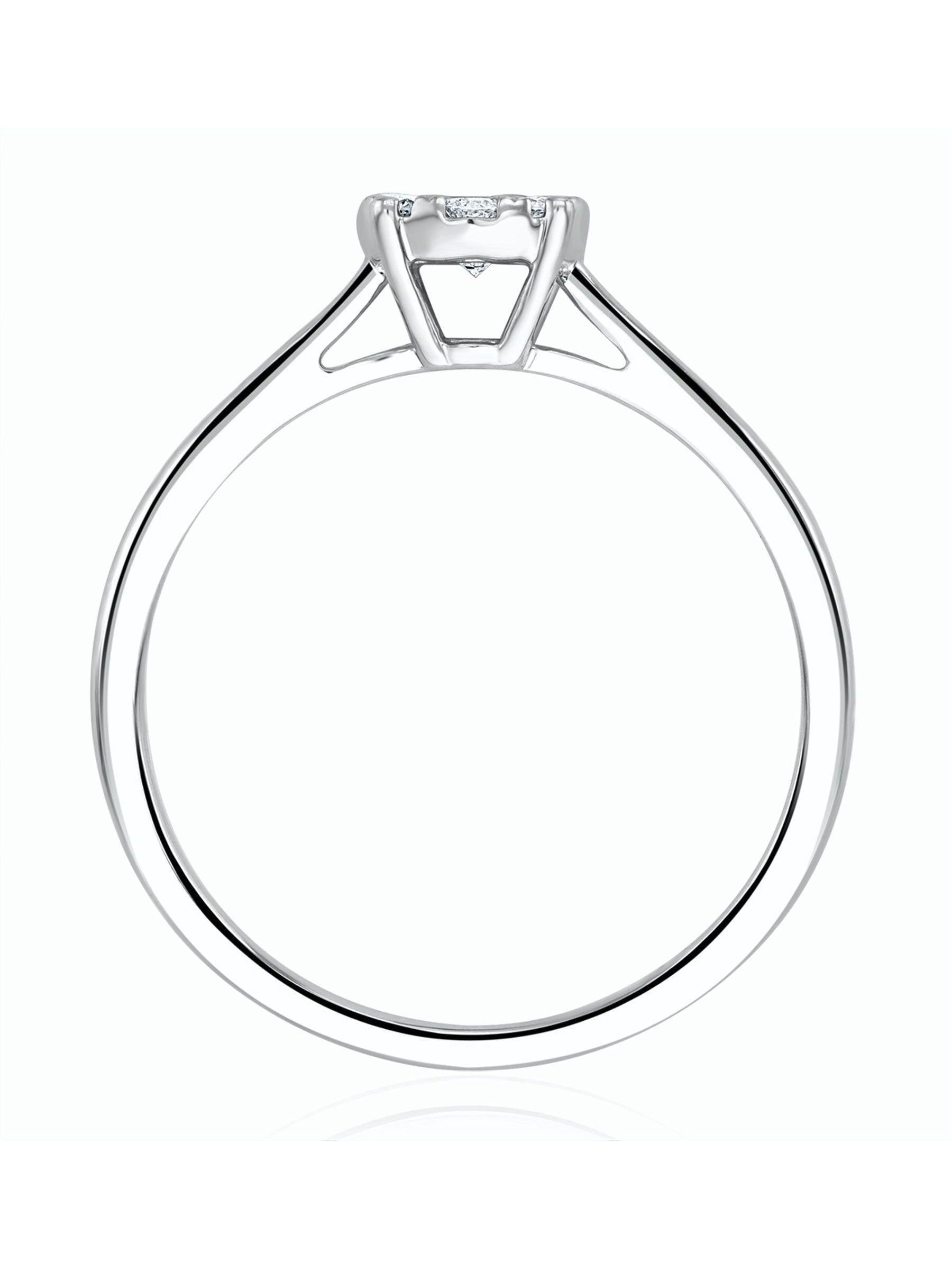 The Diamond Store 9K white gold diamond ring cluster style - British product