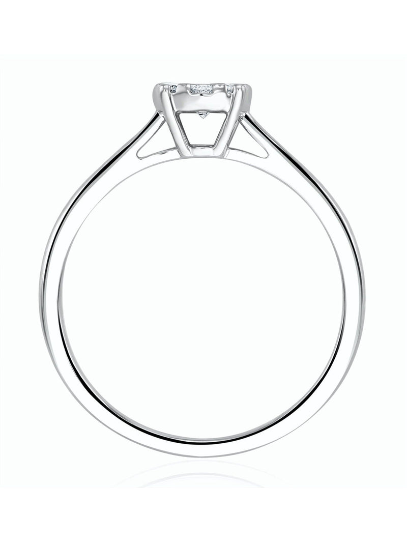 The Diamond Store 9K white gold diamond ring cluster style - British product