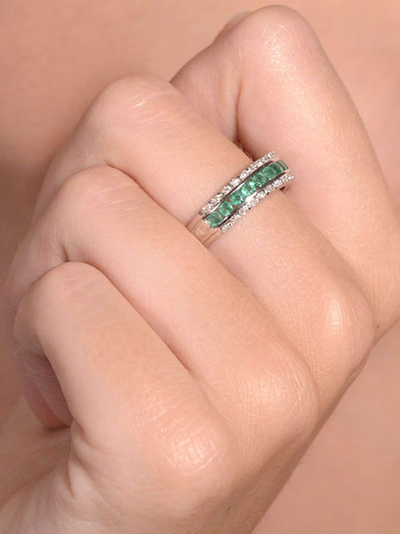 The Diamond Store white gold emerald diamond eternity ring - British product