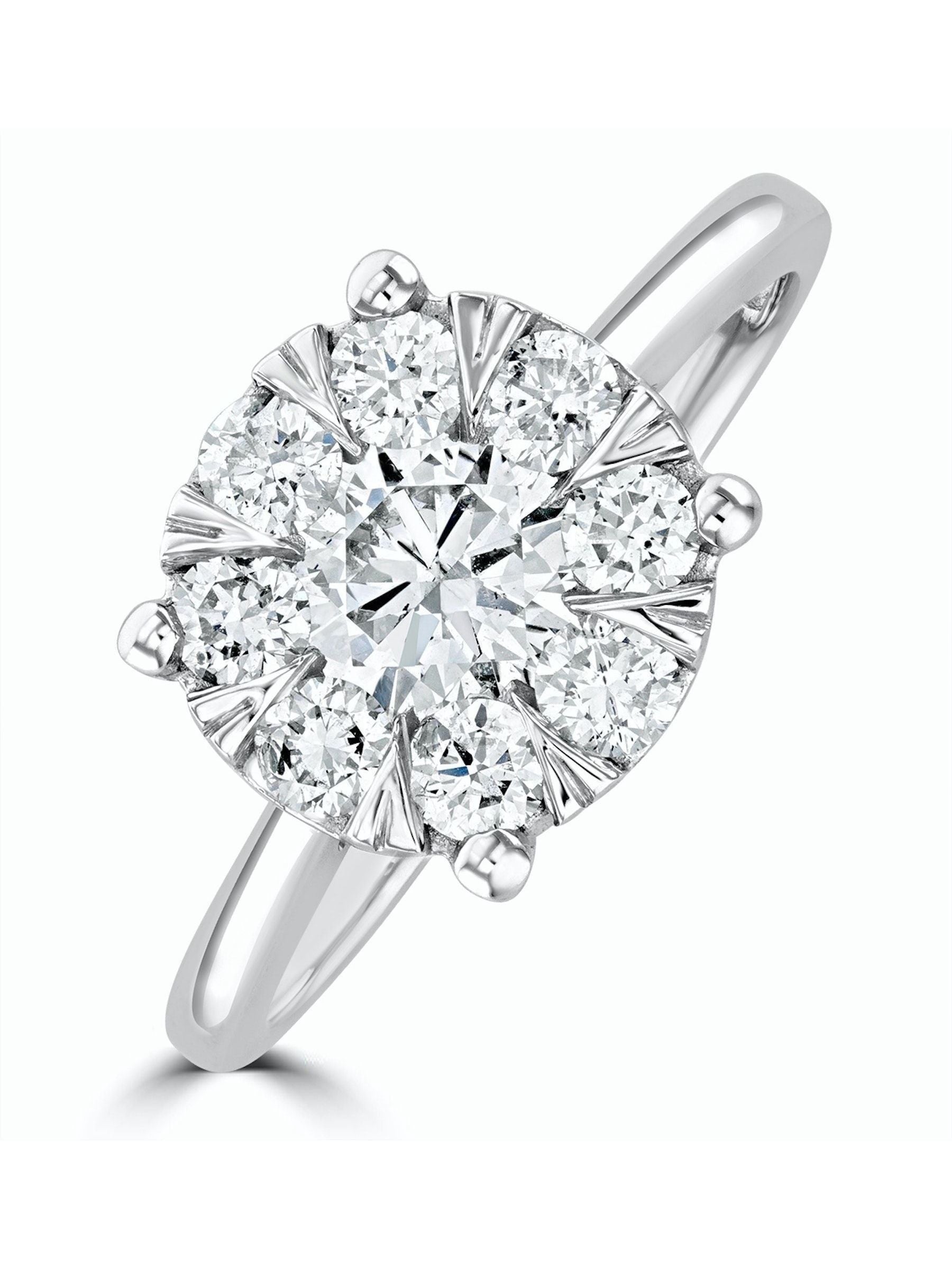 The Diamond Store 9K White Gold 1 Carat H/Si Lab Diamond Cluster Solitaire Ring