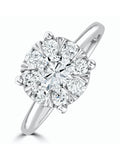 The Diamond Store 9K White Gold 1 Carat H/Si Lab Diamond Cluster Solitaire Ring
