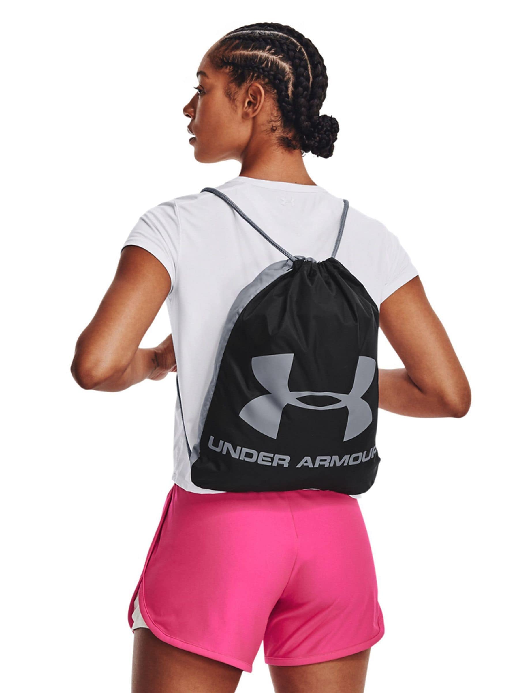 Under Armour Ozsee sackpack bag in black and grey, UK version