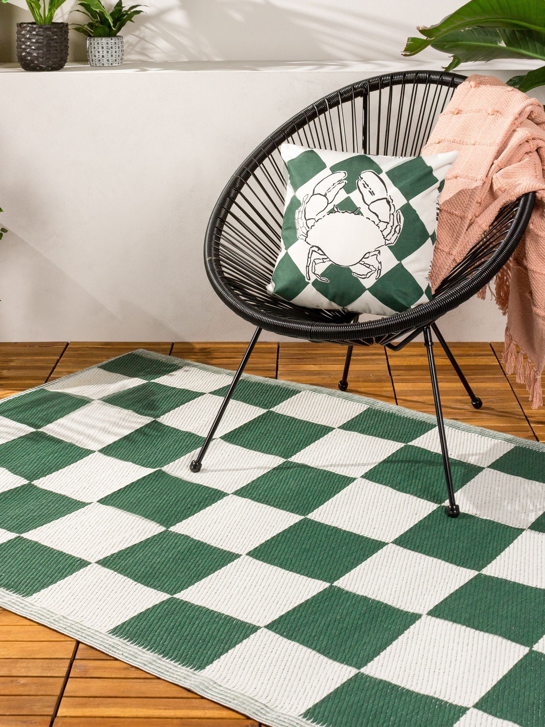 Furn outdoor rug yellow checkerboard 120x180cm (British brand)
