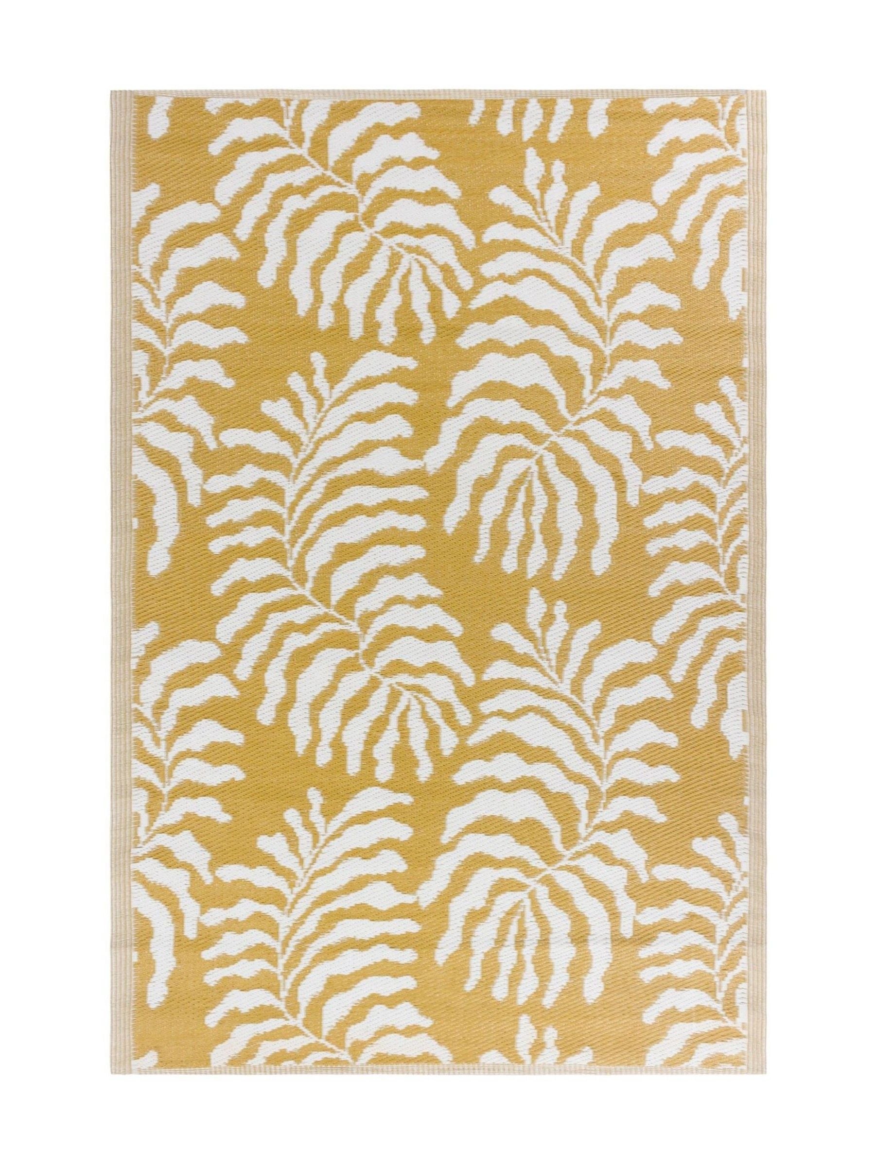 Furn Mustard Tocorico outdoor rug reversible leaf pattern (British brand)