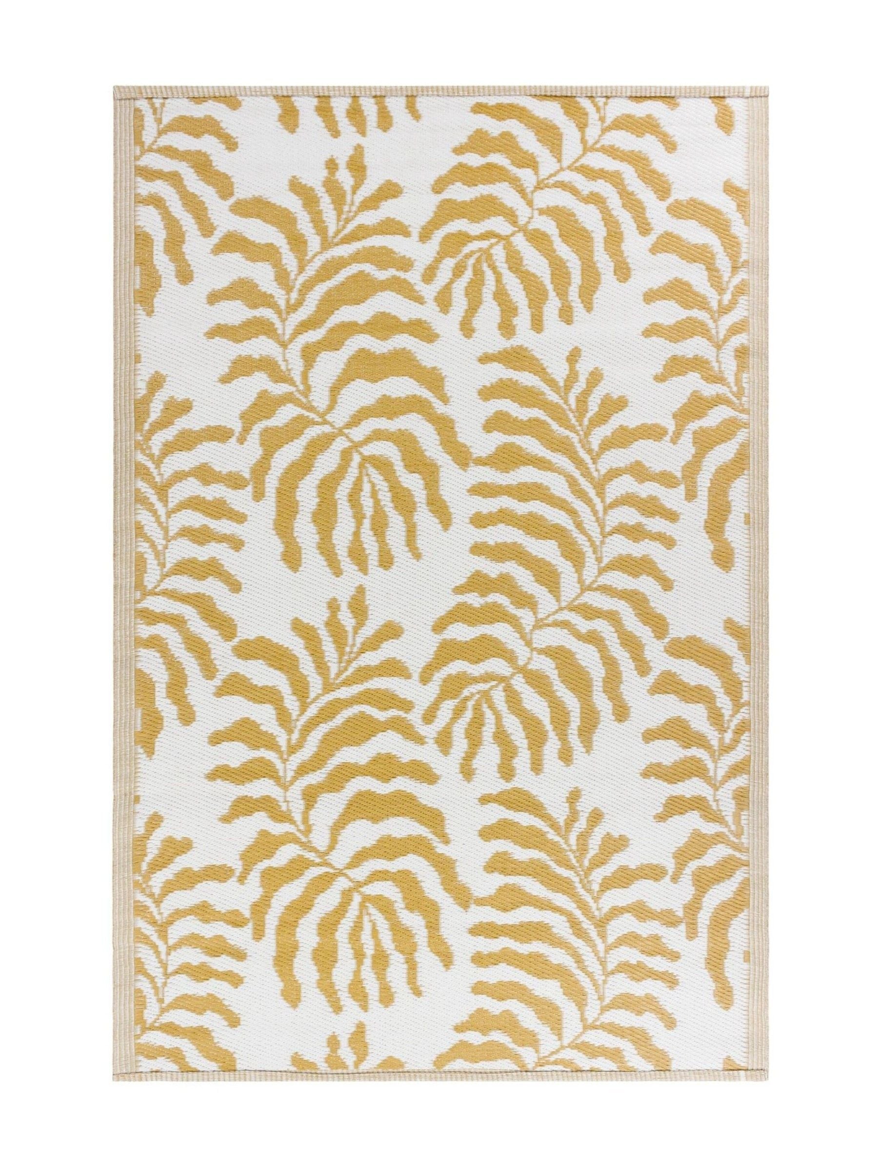 Furn Mustard Tocorico outdoor rug reversible leaf pattern (British brand)