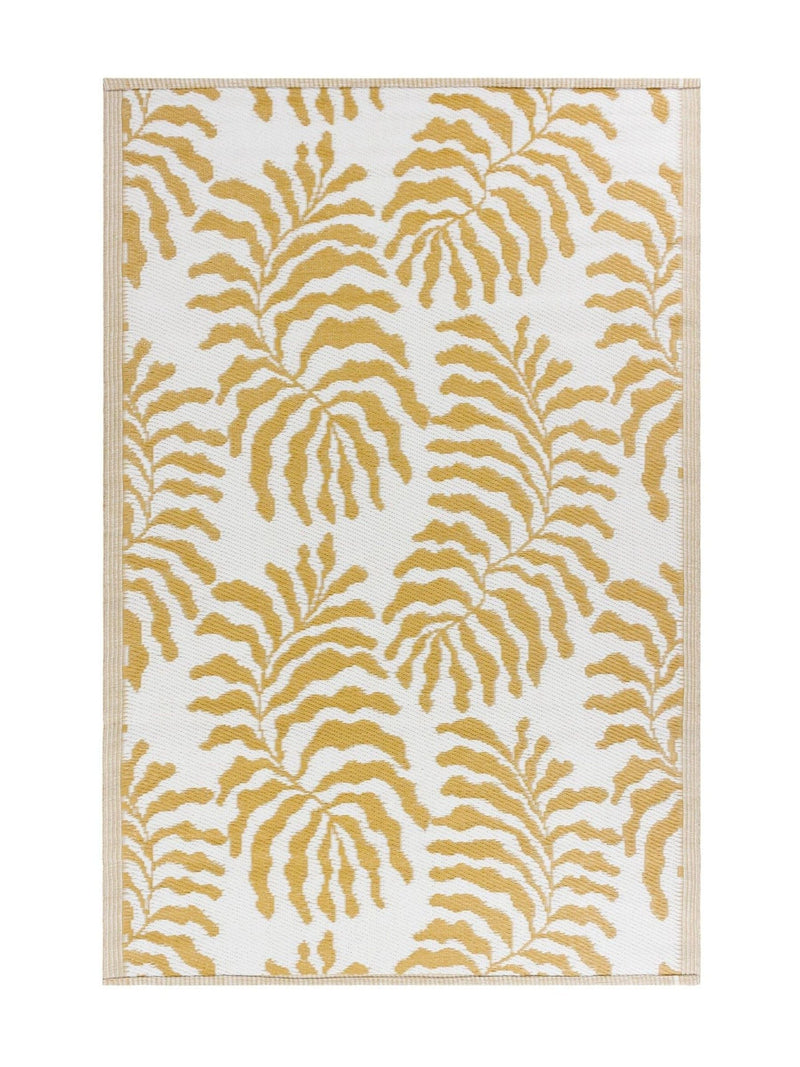 Furn Mustard Tocorico outdoor rug reversible leaf pattern (British brand)