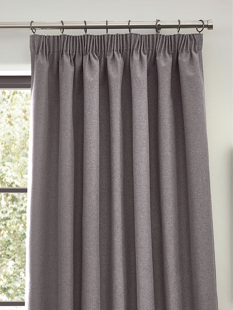 Furn Charcoal Grey Dawn Textured Blackout Pencil Pleat Curtains