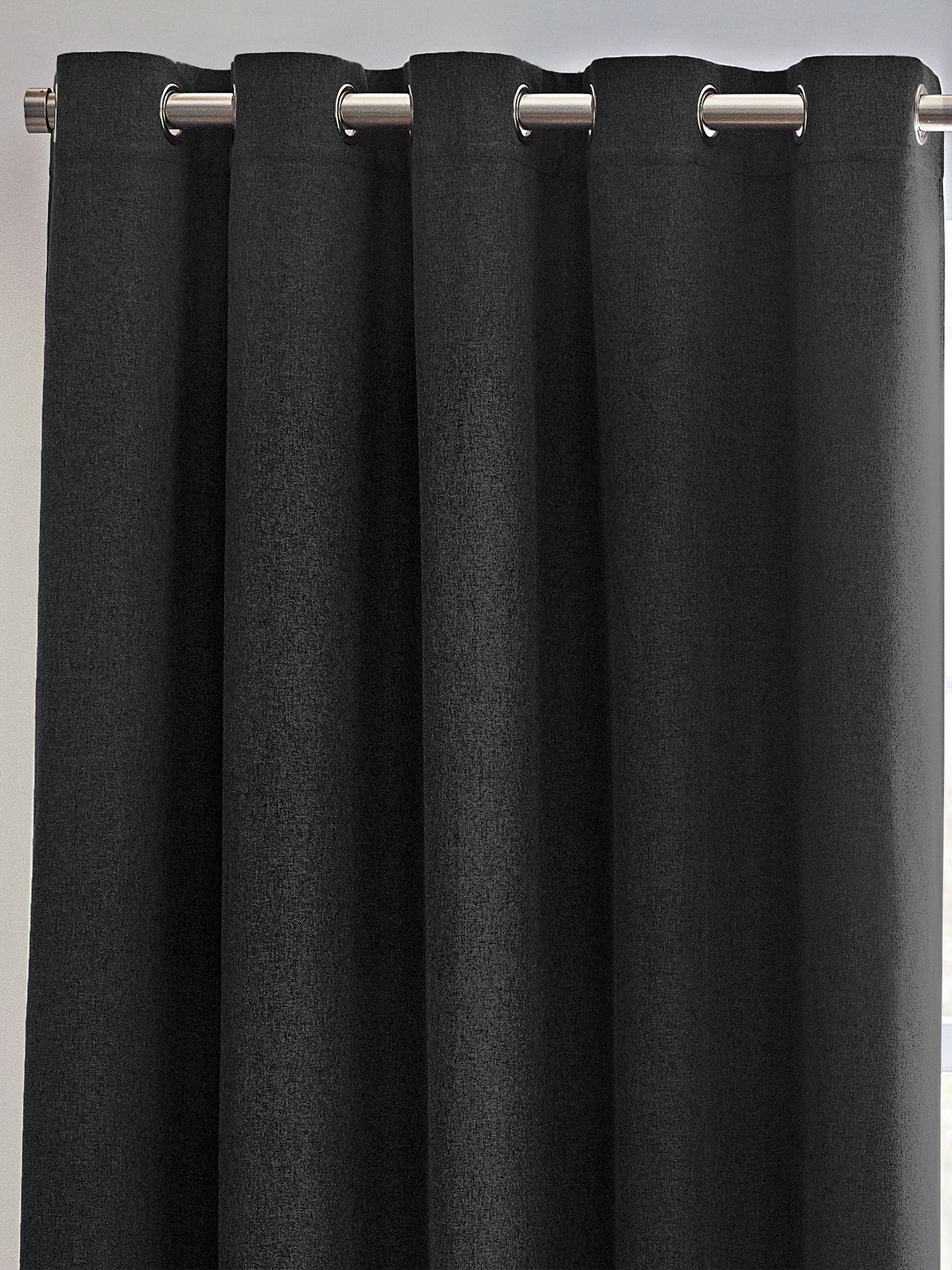 Furn Black Dawn Textured Blackout Eyelet Curtains