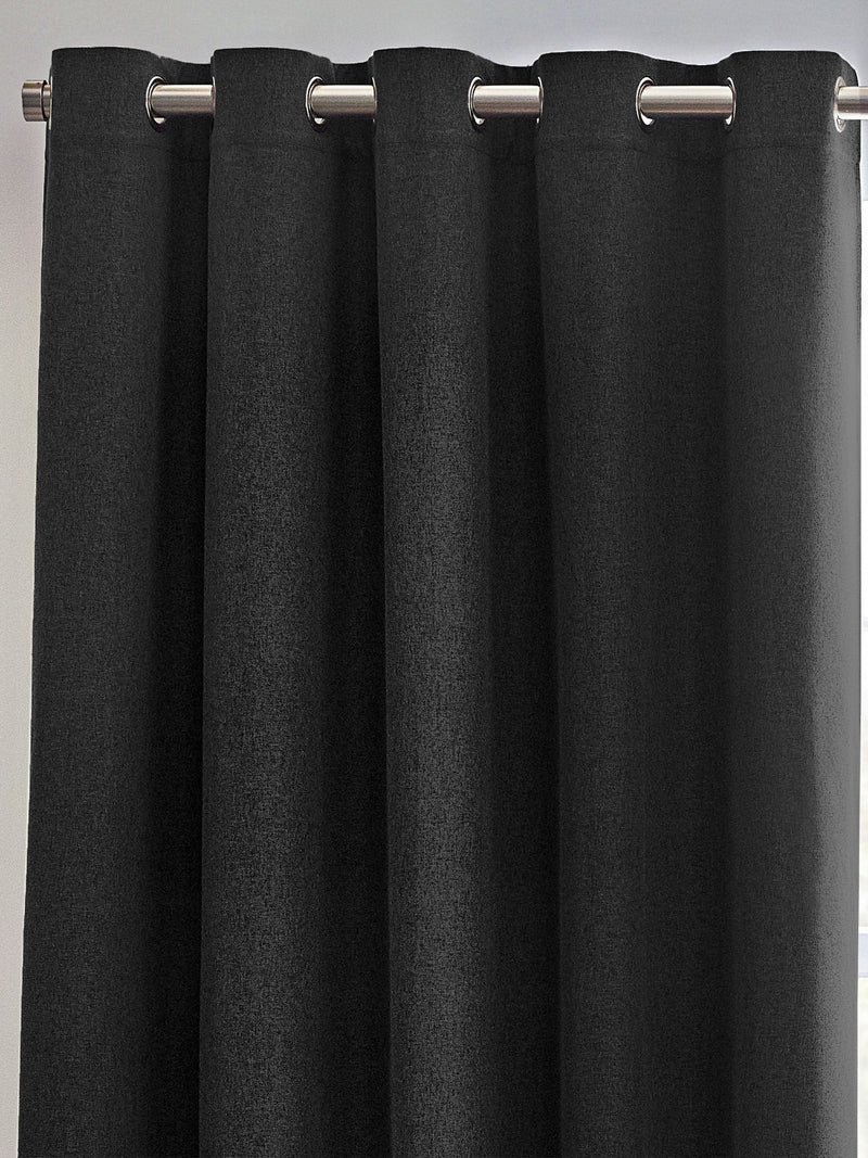 Furn Black Dawn Textured Blackout Eyelet Curtains