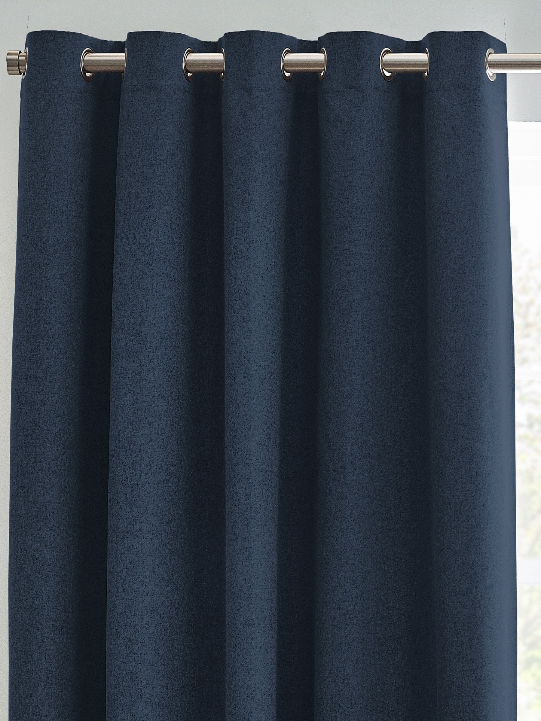 Furn Midnight Blue Dawn Textured Blackout Eyelet Curtains