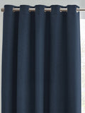 Furn Midnight Blue Dawn Textured Blackout Eyelet Curtains