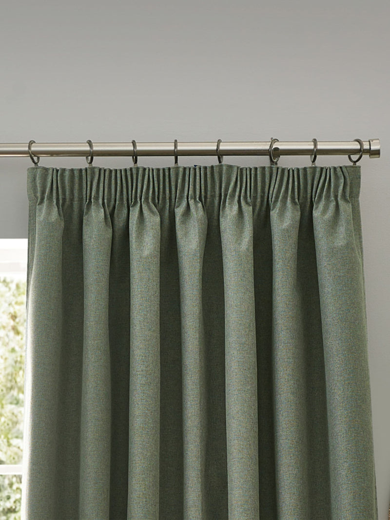 Furn Eucalyptus Green Dawn Textured Blackout Pencil Pleat Curtains