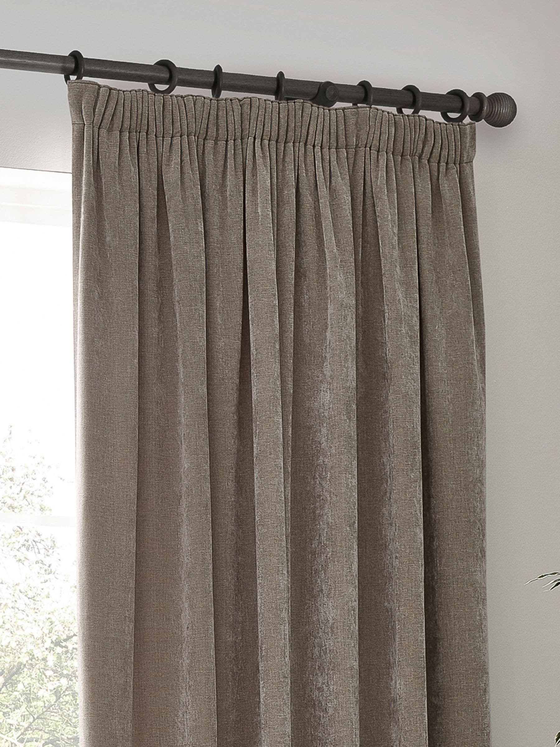 Yard Grey Heavy Chenille Lined Pencil Pleat Curtains