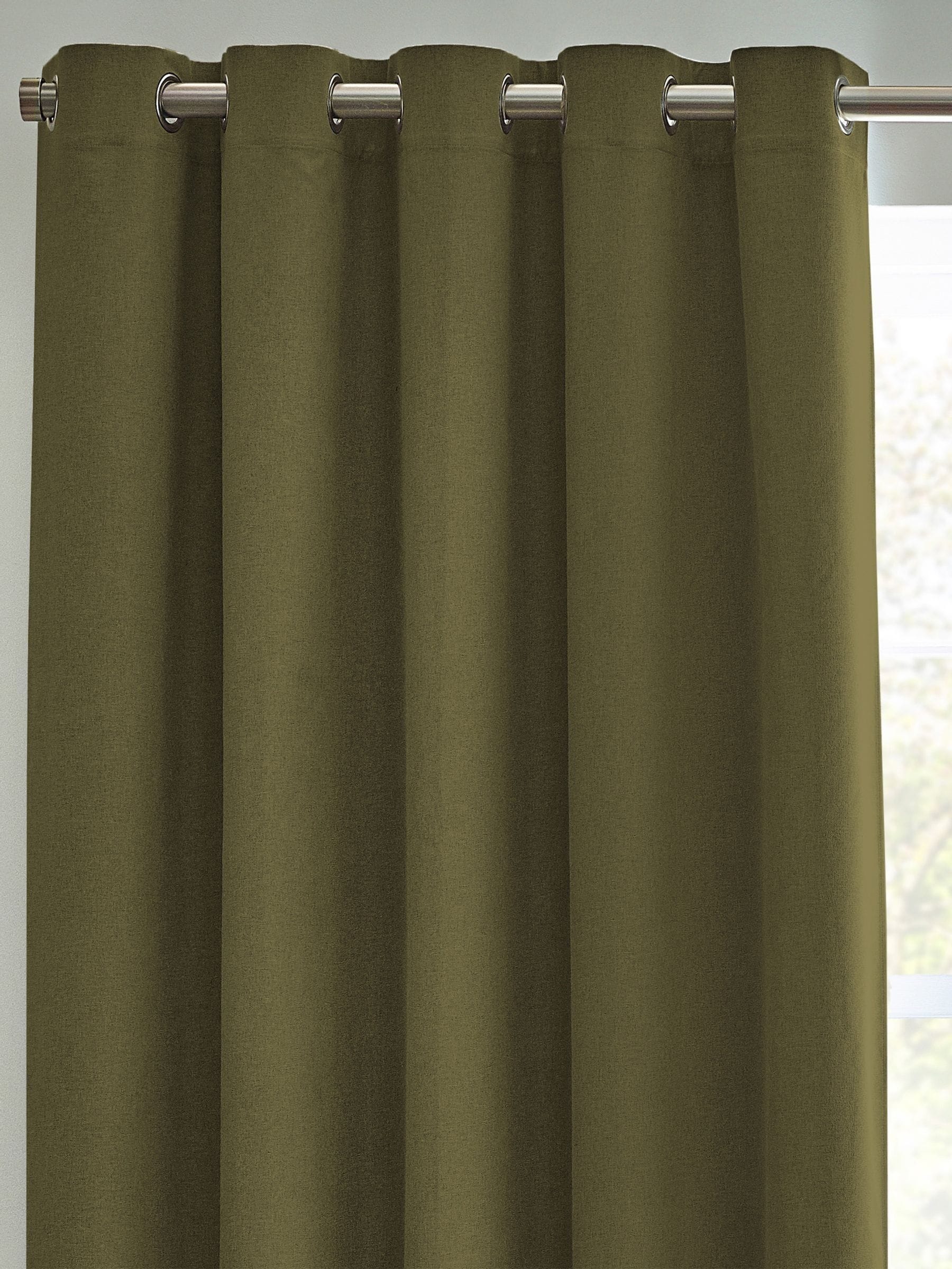 Furn Olive Green Dawn Textured Blackout Eyelet Curtains