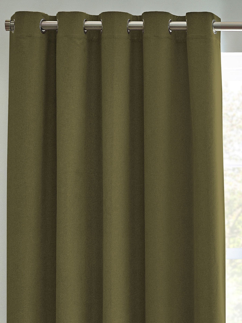 Furn Olive Green Dawn Textured Blackout Eyelet Curtains