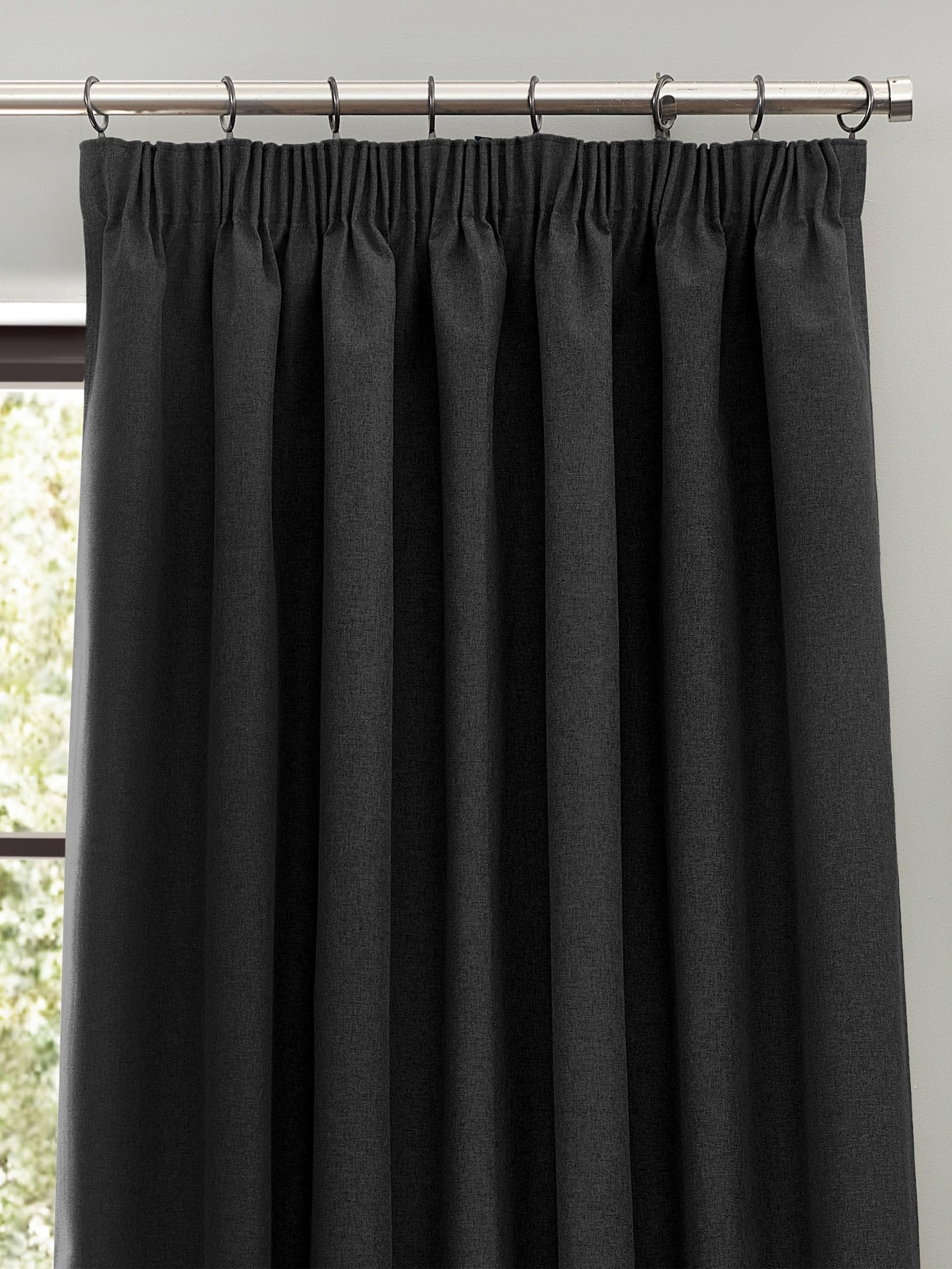 Furn Black Dawn Textured Blackout Pencil Pleat Curtains