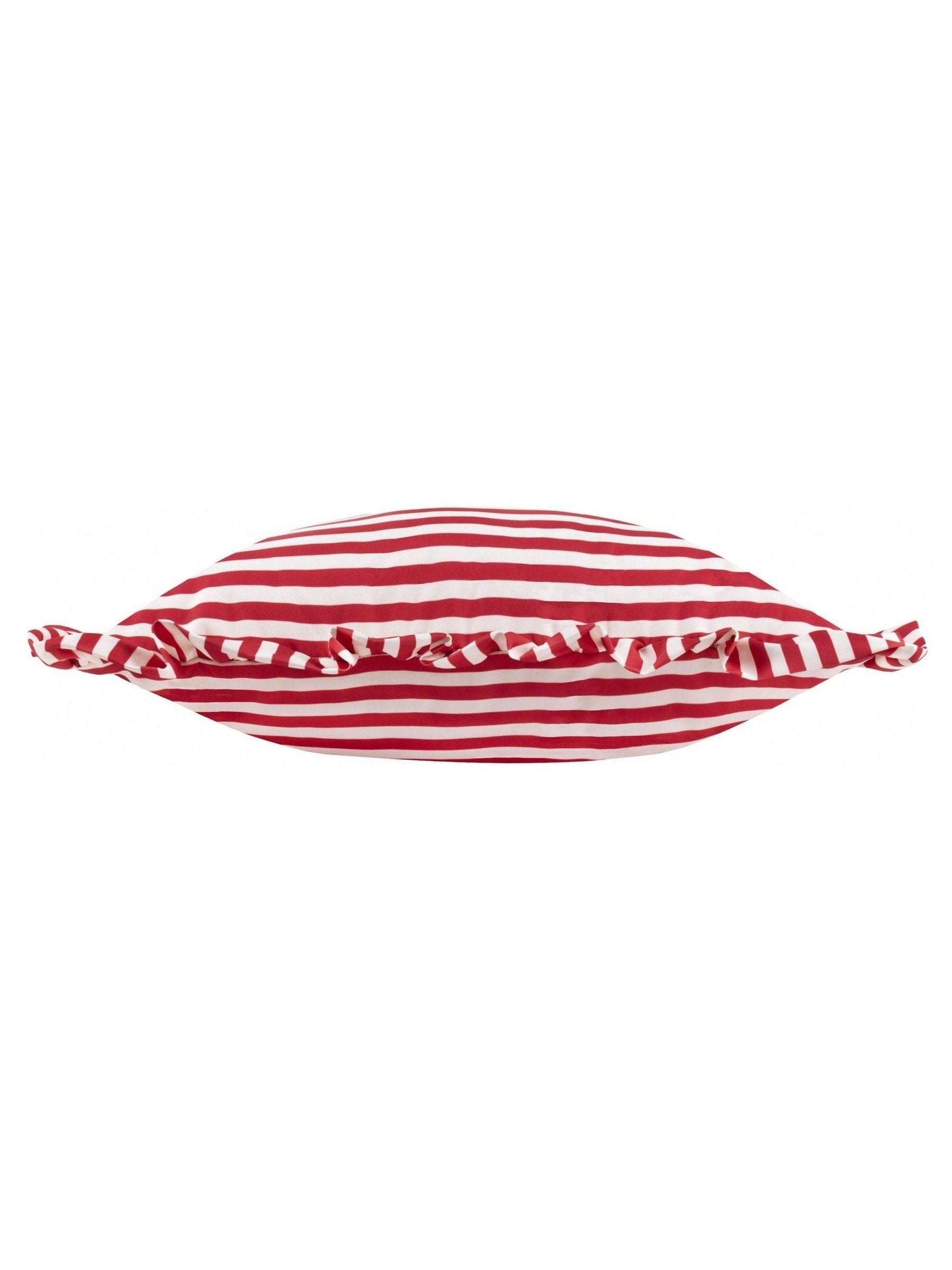 Wylder Pink Millie ruffle striped outdoor cushion 50x50cm, UK version