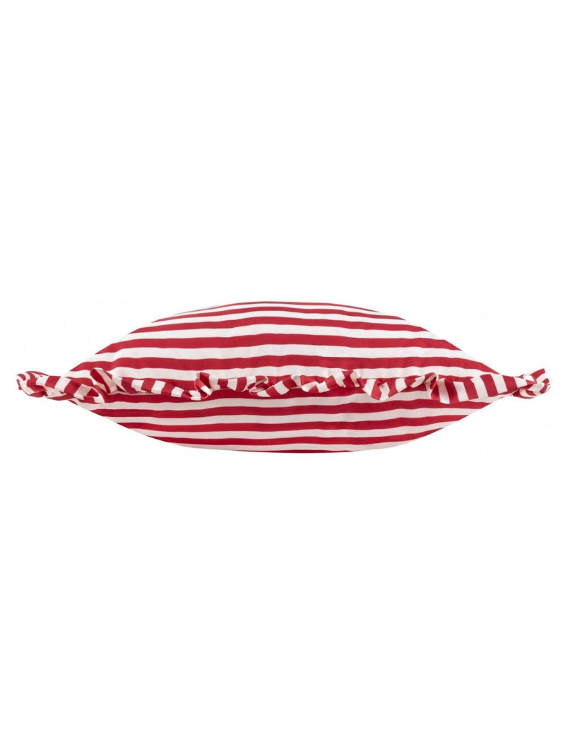Wylder Pink Millie ruffle striped outdoor cushion 50x50cm, UK version
