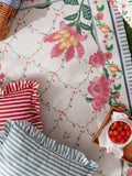 Wylder Pink Millie ruffle striped outdoor cushion 50x50cm, UK version