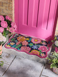 Lucy Tiffney Navy Scallop Floral Door Mat