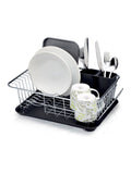 Kitchencraft chrome metal dish drainer with drip tray, UK version