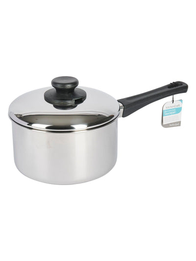 Next Kitchencraft Silver Ekstra Dyp Induksjonskasserolle med Lokk 20cm - Kjøp online på McGrocer
