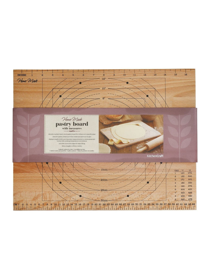 Kitchencraft Wood Wooden Pastry Board with Measurements